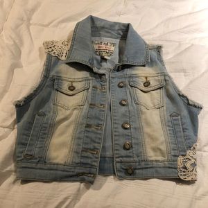 Denim/lace vest